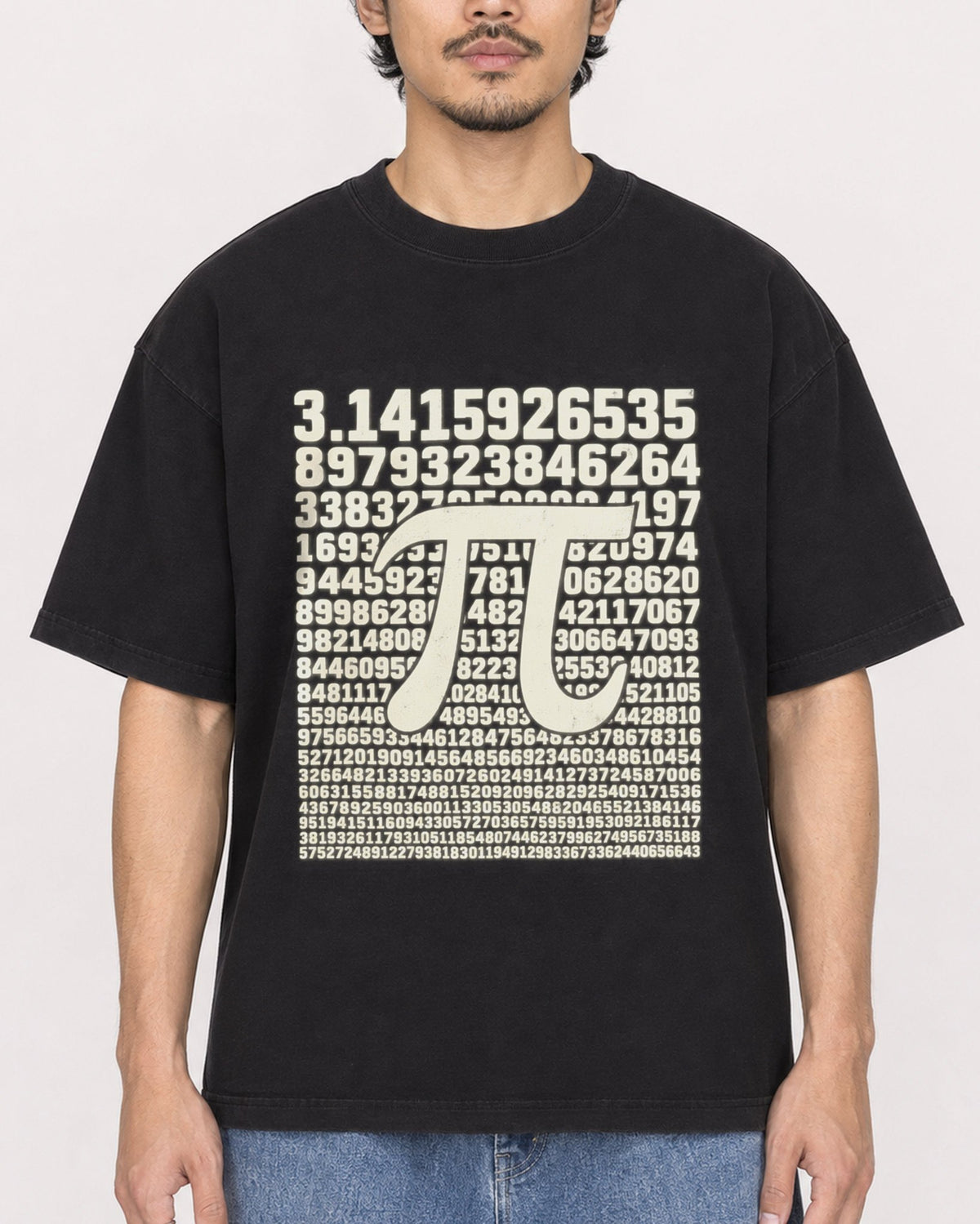 Mockup Boxy Heavyweight Tee Black male close-up 02