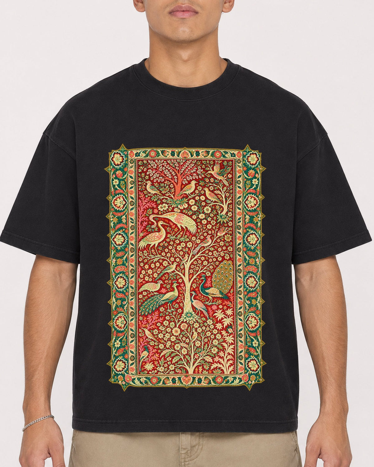 Mockup Boxy Heavyweight Tee Black male close-up 16