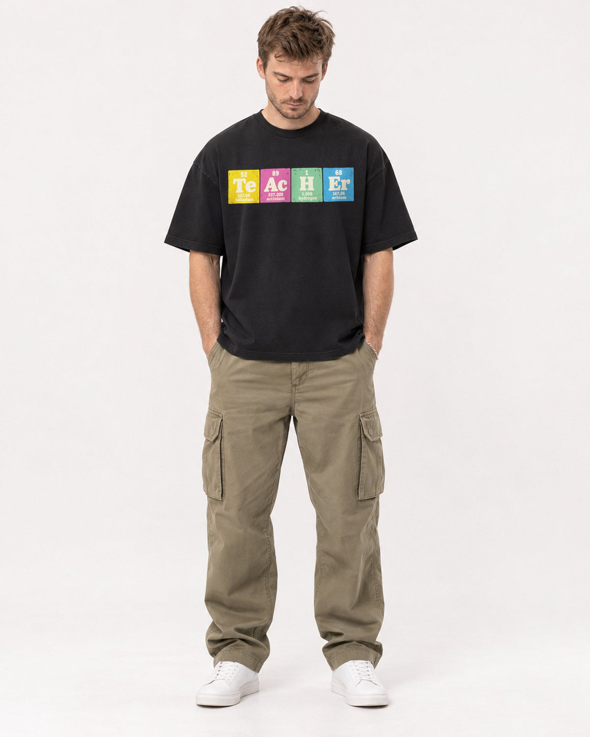 Mockup Boxy Heavyweight Tee Black male full-body 08