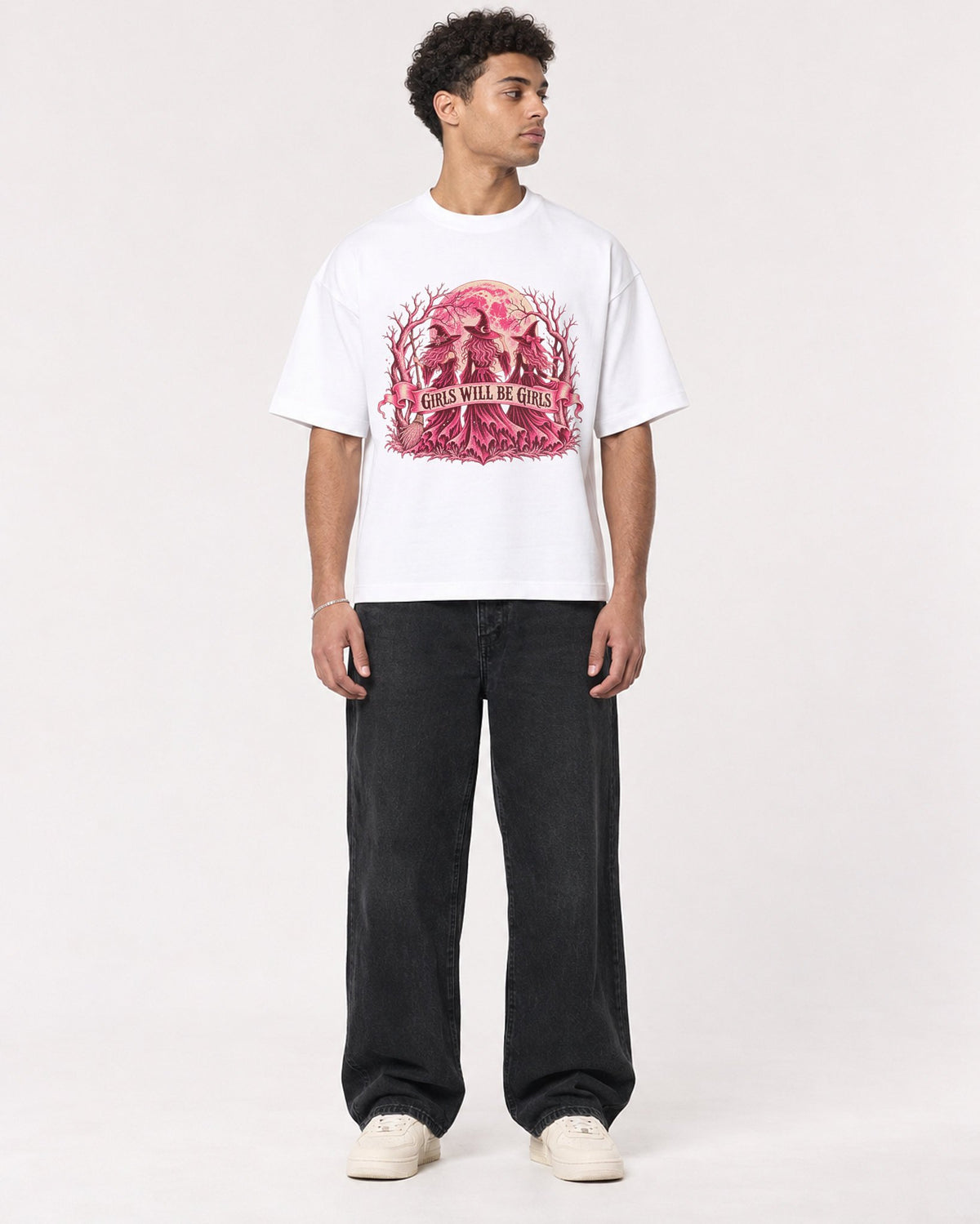 Mockup Boxy Heavyweight Tee White male full-body 10