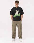 Mockup Boxy Heavyweight Tee Black male full-body 08