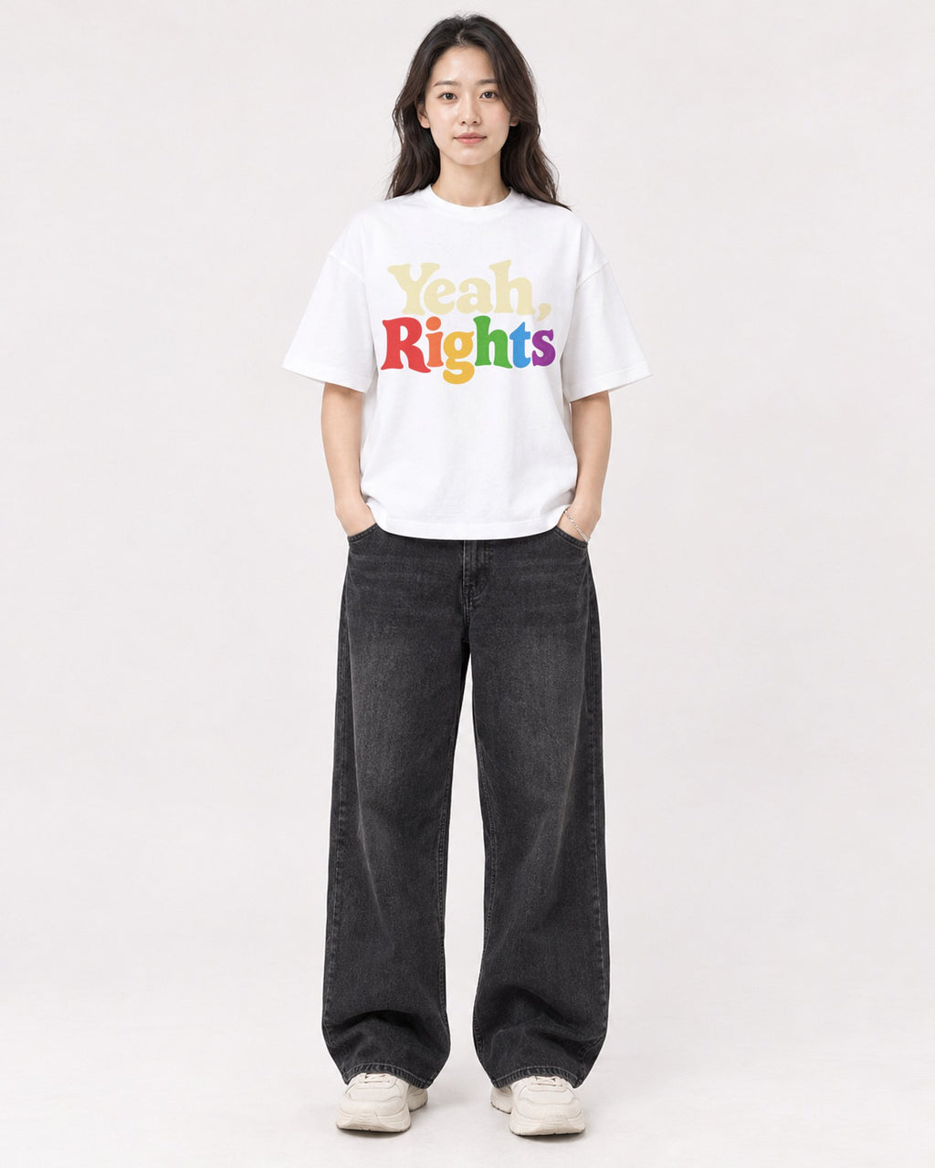 Mockup Boxy Heavyweight Tee White female full-body 03
