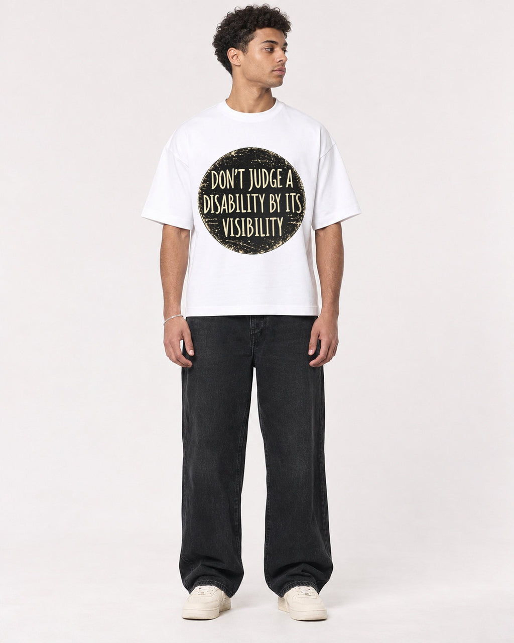 Mockup Boxy Heavyweight Tee White male full-body 10