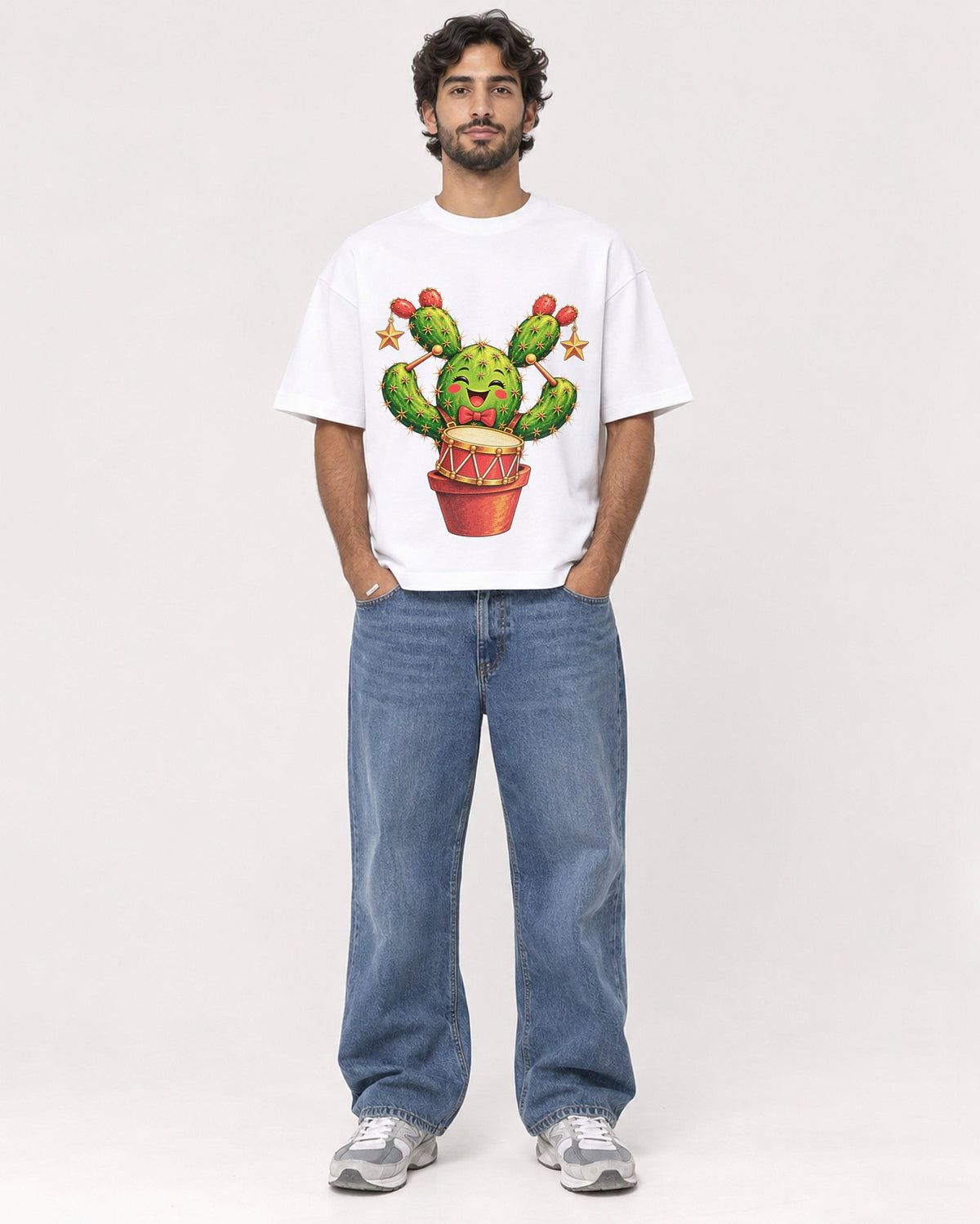 Mockup Boxy Heavyweight Tee White male full-body 17