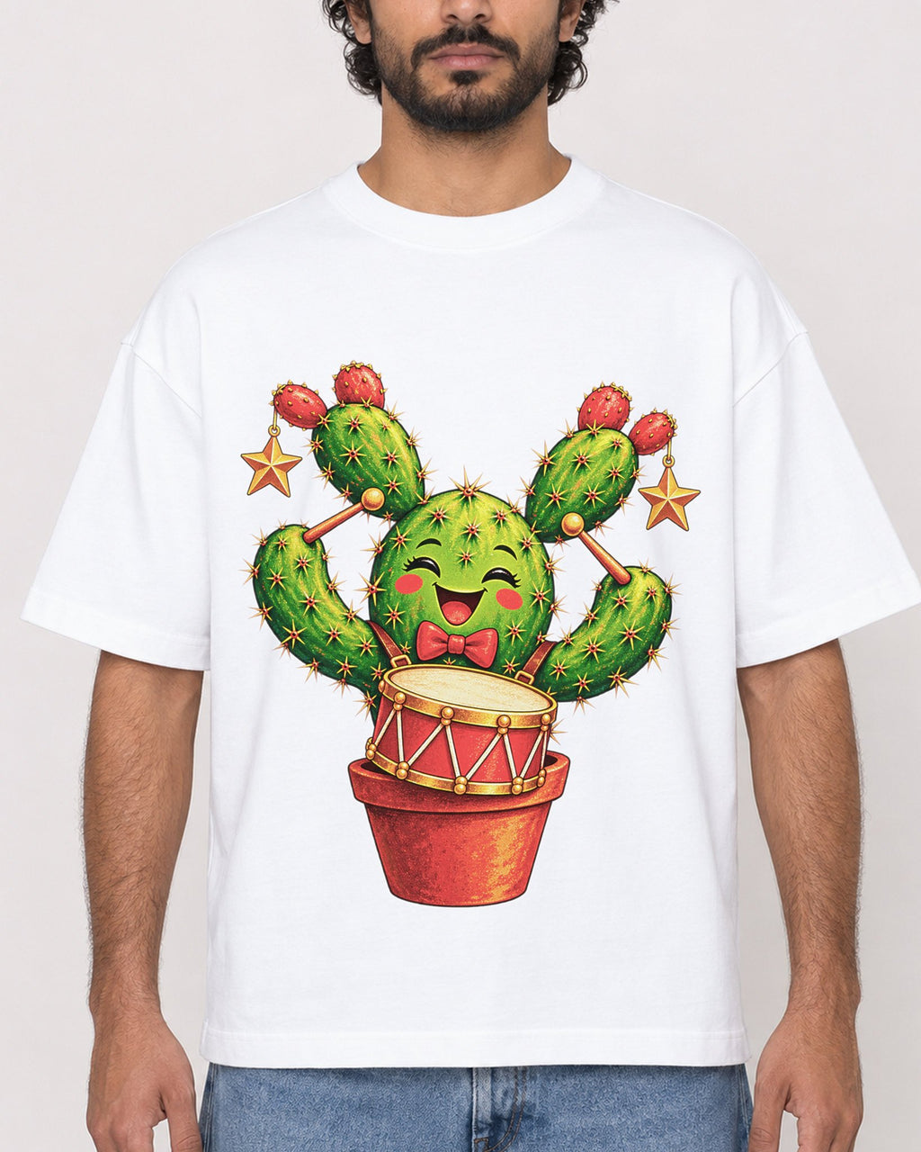 Mockup Boxy Heavyweight Tee White male close-up 17