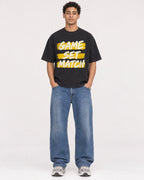 Mockup Boxy Heavyweight Tee Black male full-body 10