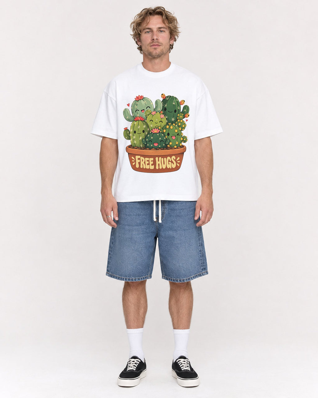 Mockup Boxy Heavyweight Tee White male full-body 28