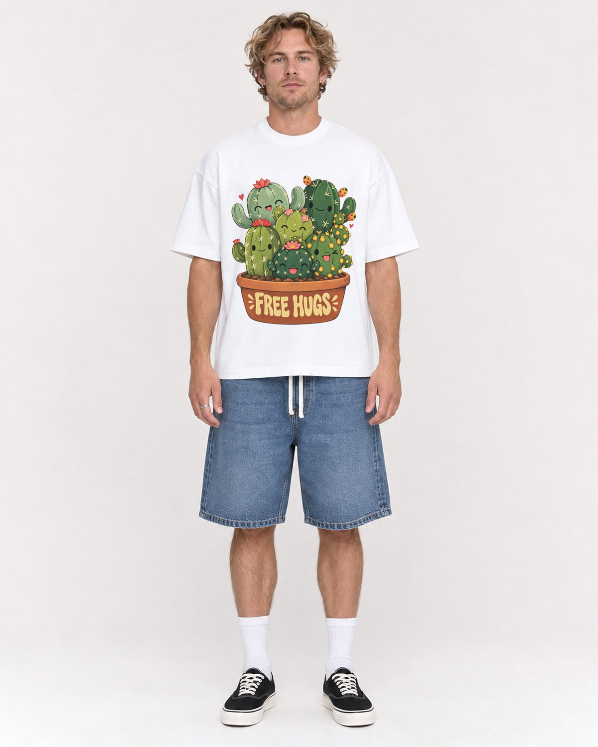 Mockup Boxy Heavyweight Tee White male full-body 28