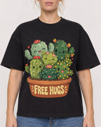 Mockup Boxy Heavyweight Tee Black female close-up 28