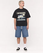 Mockup Boxy Heavyweight Tee Black male full-body 39