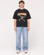 Mockup Boxy Heavyweight Tee Black male full-body 29