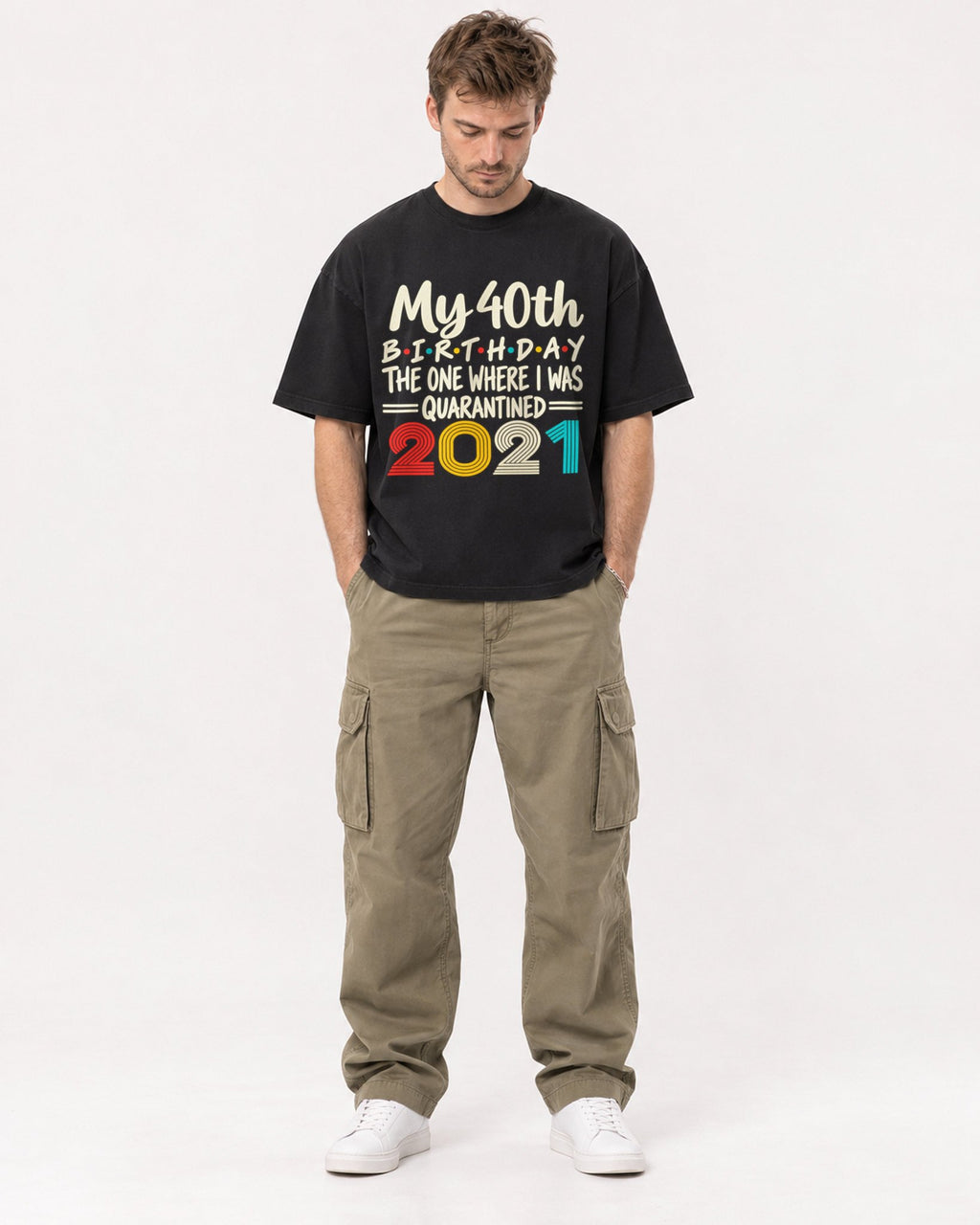 Mockup Boxy Heavyweight Tee Black male full-body 08