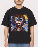 Mockup Boxy Heavyweight Tee Black male close-up 02