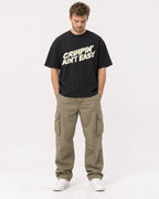 Mockup Boxy Heavyweight Tee Black male full-body 08