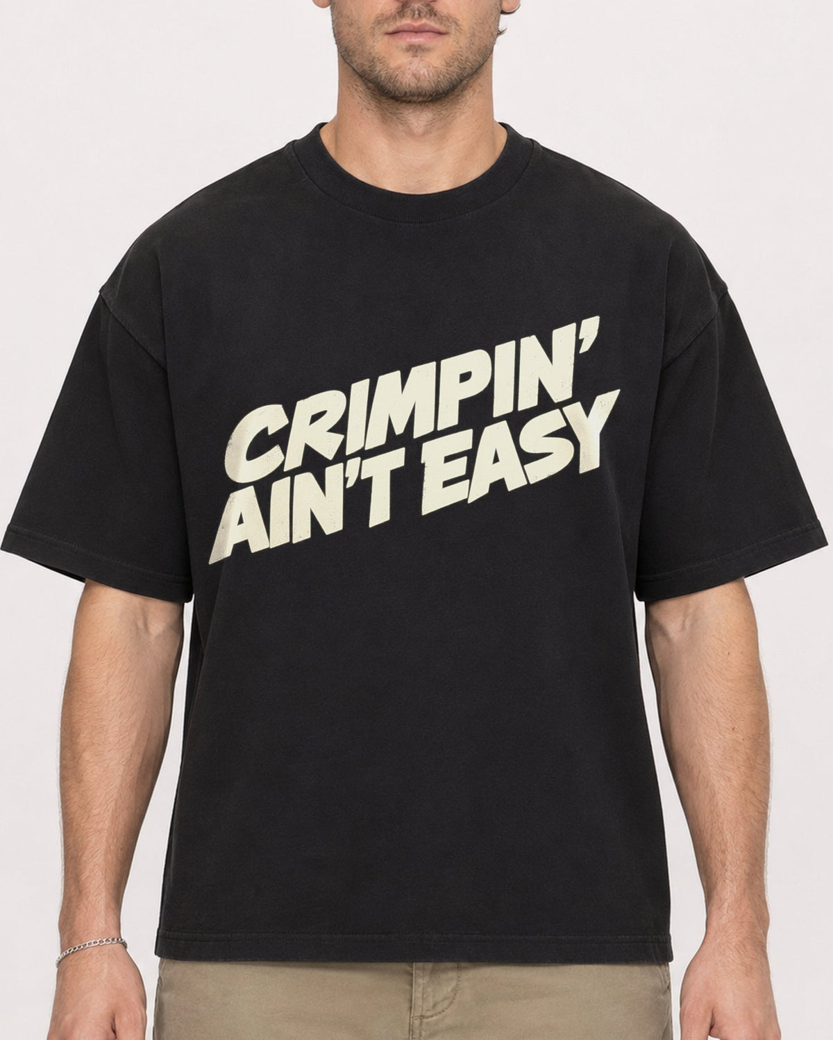 Mockup Boxy Heavyweight Tee Black male close-up 08