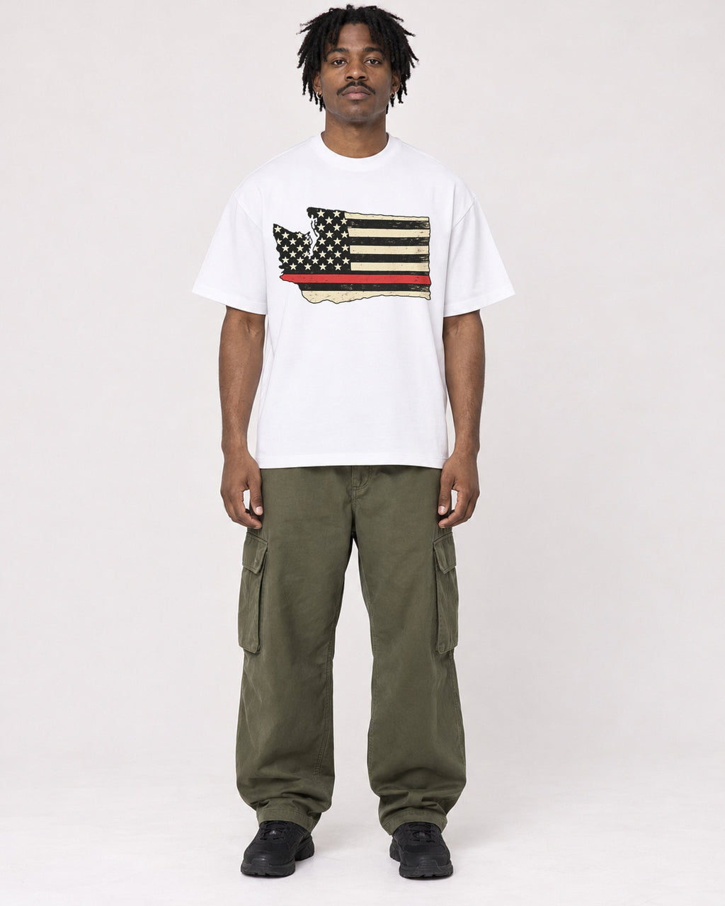 Mockup Boxy Heavyweight Tee White male full-body 04