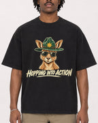 Mockup Boxy Heavyweight Tee Black male close-up 04