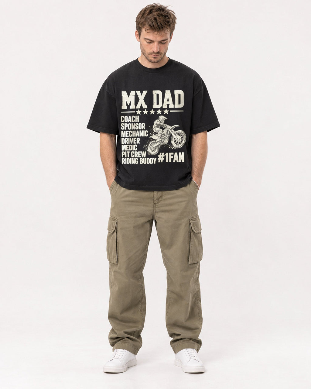 Mockup Boxy Heavyweight Tee Black male full-body 08