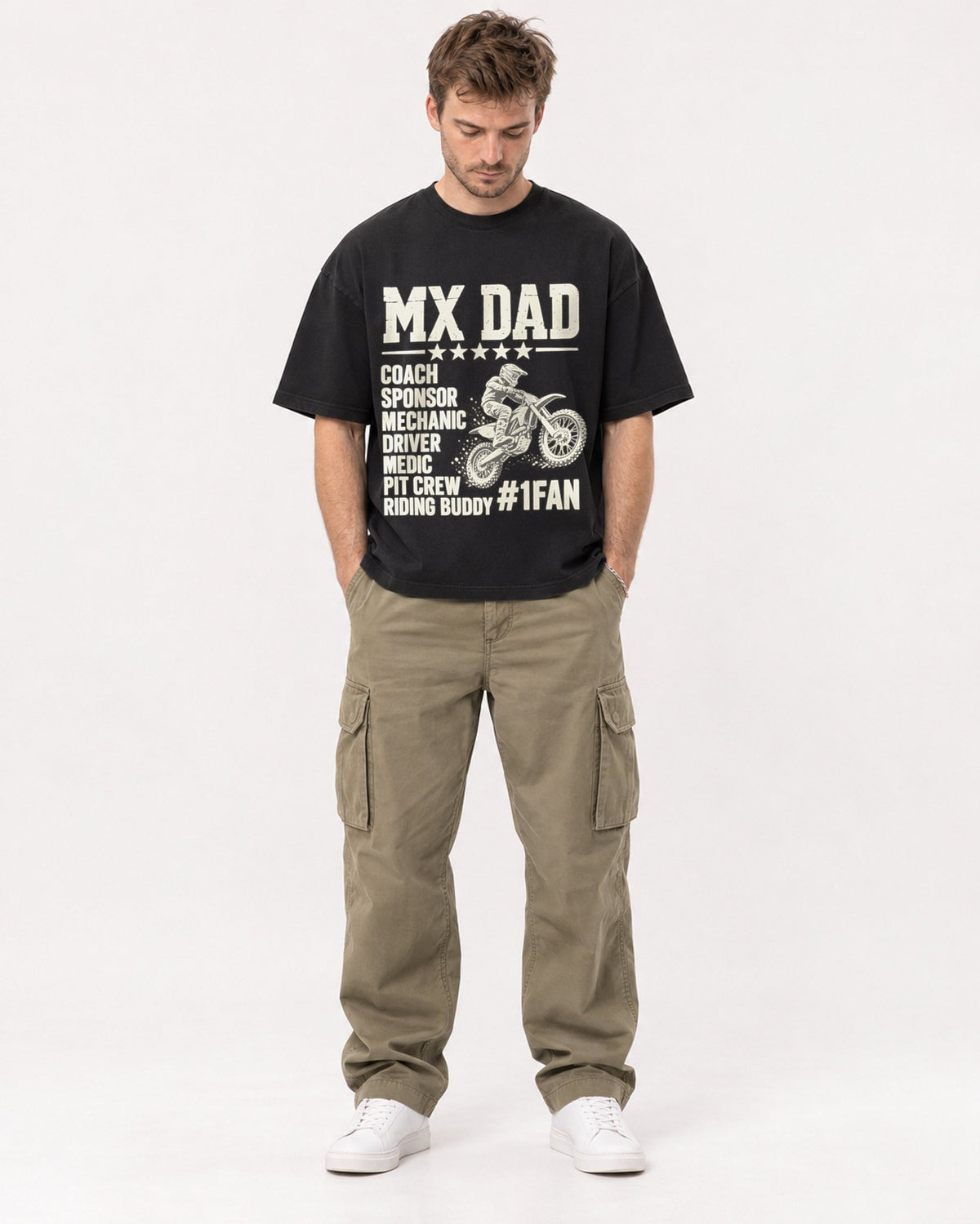 Mockup Boxy Heavyweight Tee Black male full-body 08