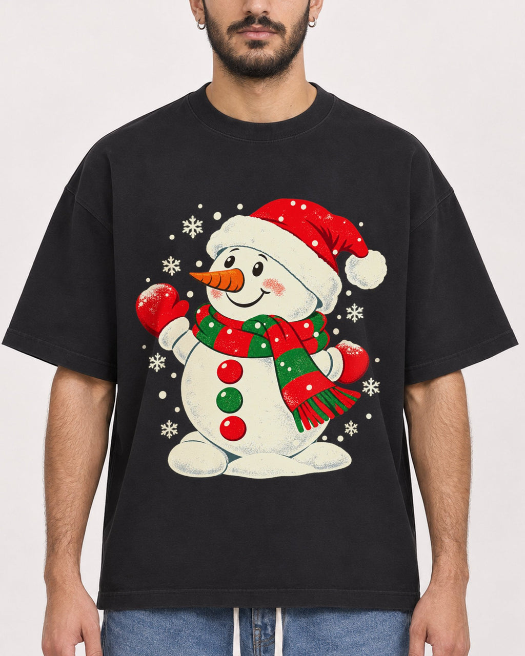 Mockup Boxy Heavyweight Tee Black male close-up 07