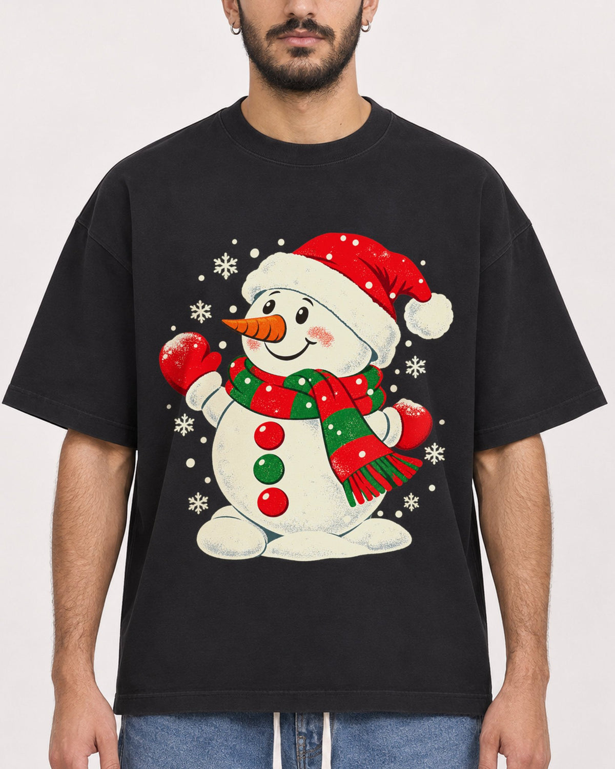 Mockup Boxy Heavyweight Tee Black male close-up 07