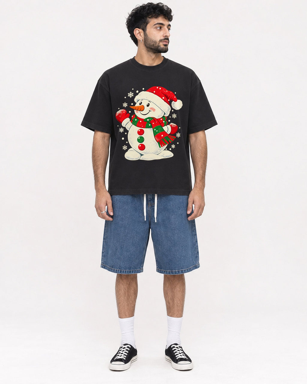 Mockup Boxy Heavyweight Tee Black male full-body 07