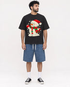 Mockup Boxy Heavyweight Tee Black male full-body 07
