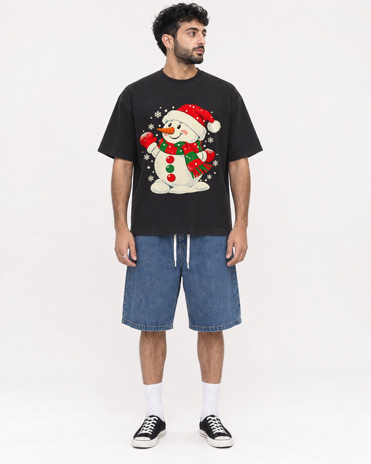 Mockup Boxy Heavyweight Tee Black male full-body 07