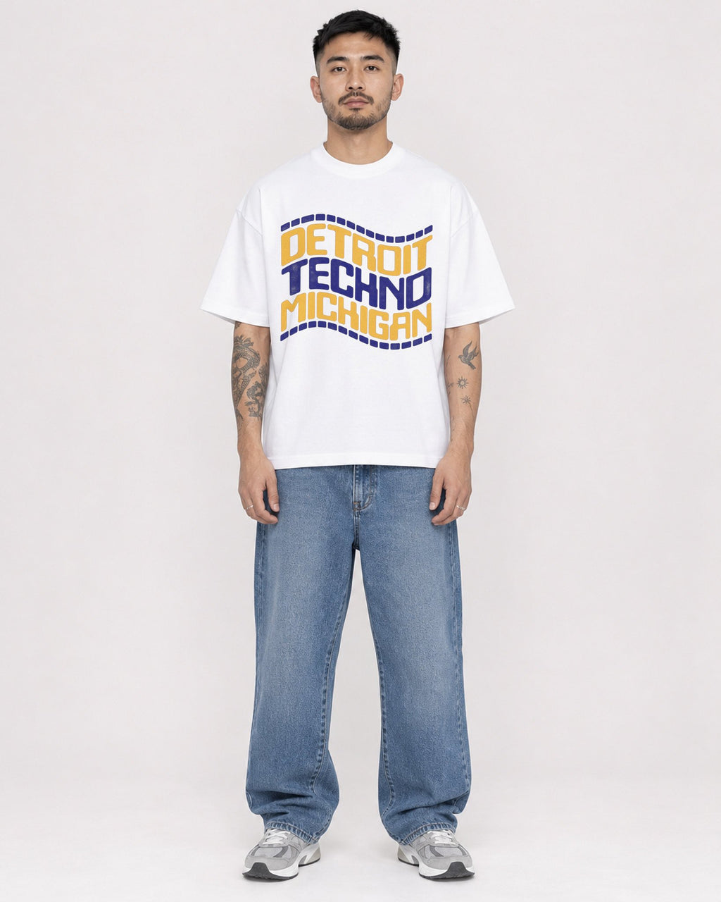 Mockup Boxy Heavyweight Tee White male full-body 12