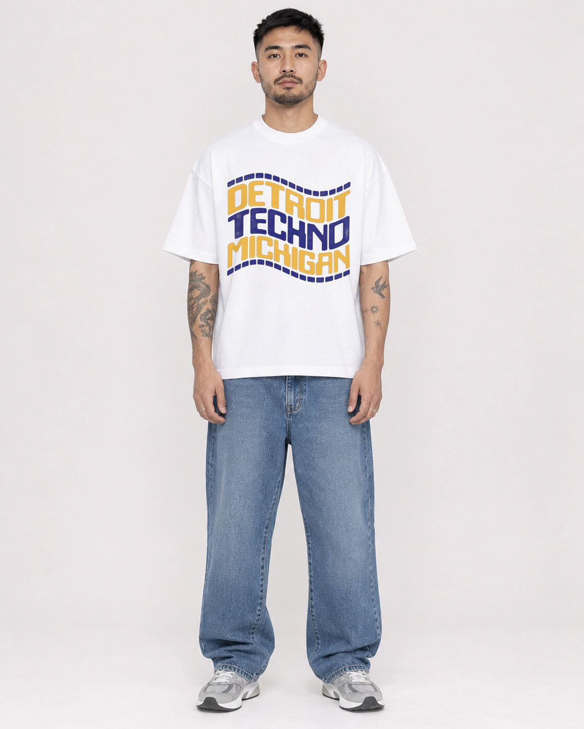 Mockup Boxy Heavyweight Tee White male full-body 12
