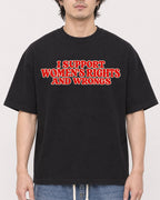 Mockup Boxy Heavyweight Tee Black male close-up 03