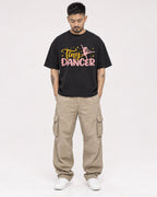 Mockup Boxy Heavyweight Tee Black male full-body 12