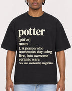 Mockup Boxy Heavyweight Tee Black male close-up 05