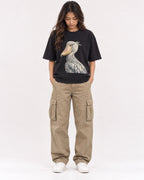 Mockup Boxy Heavyweight Tee Black female full-body 02