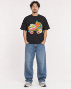 Mockup Boxy Heavyweight Tee Black male full-body 02