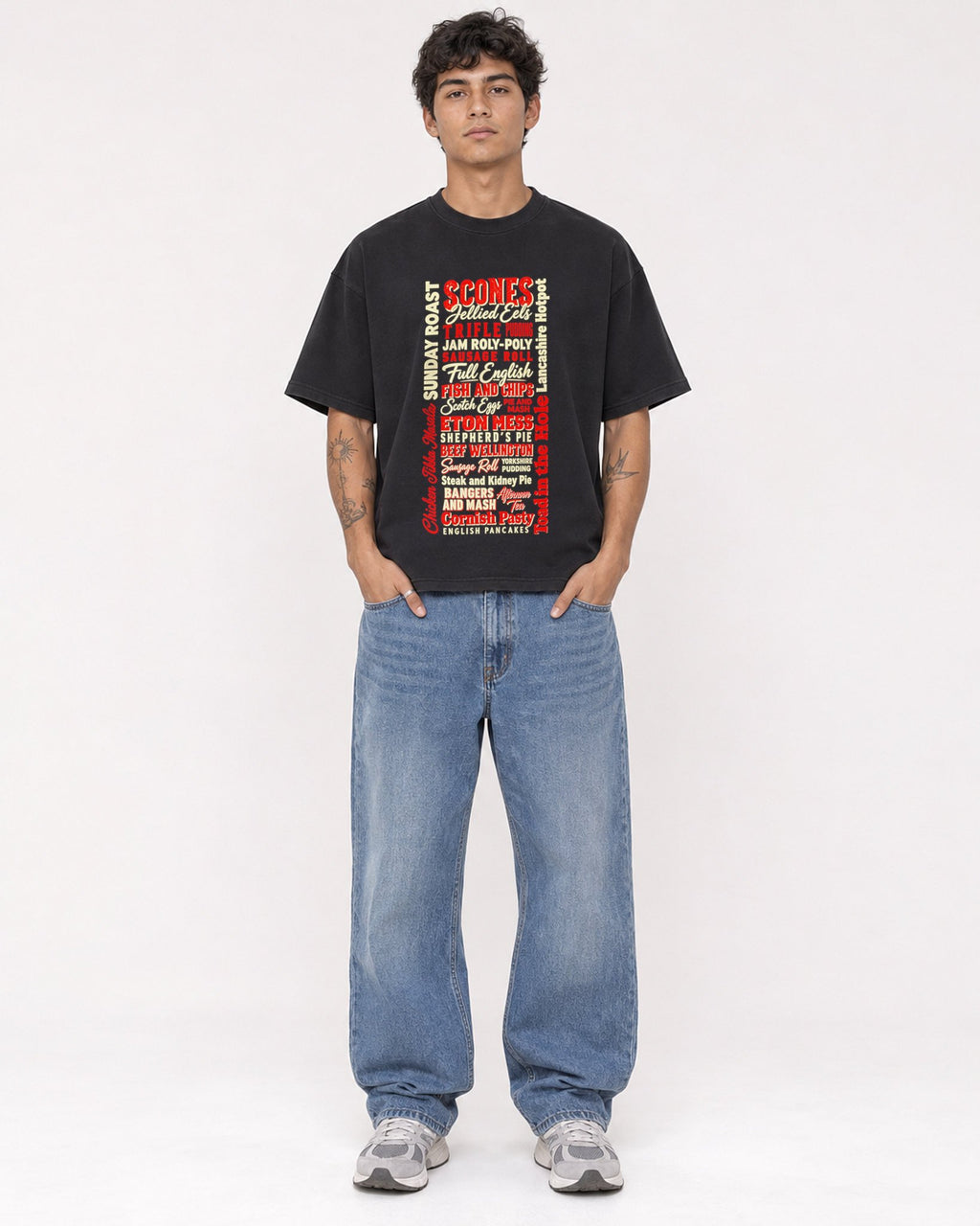 Mockup Boxy Heavyweight Tee Black male full-body 06