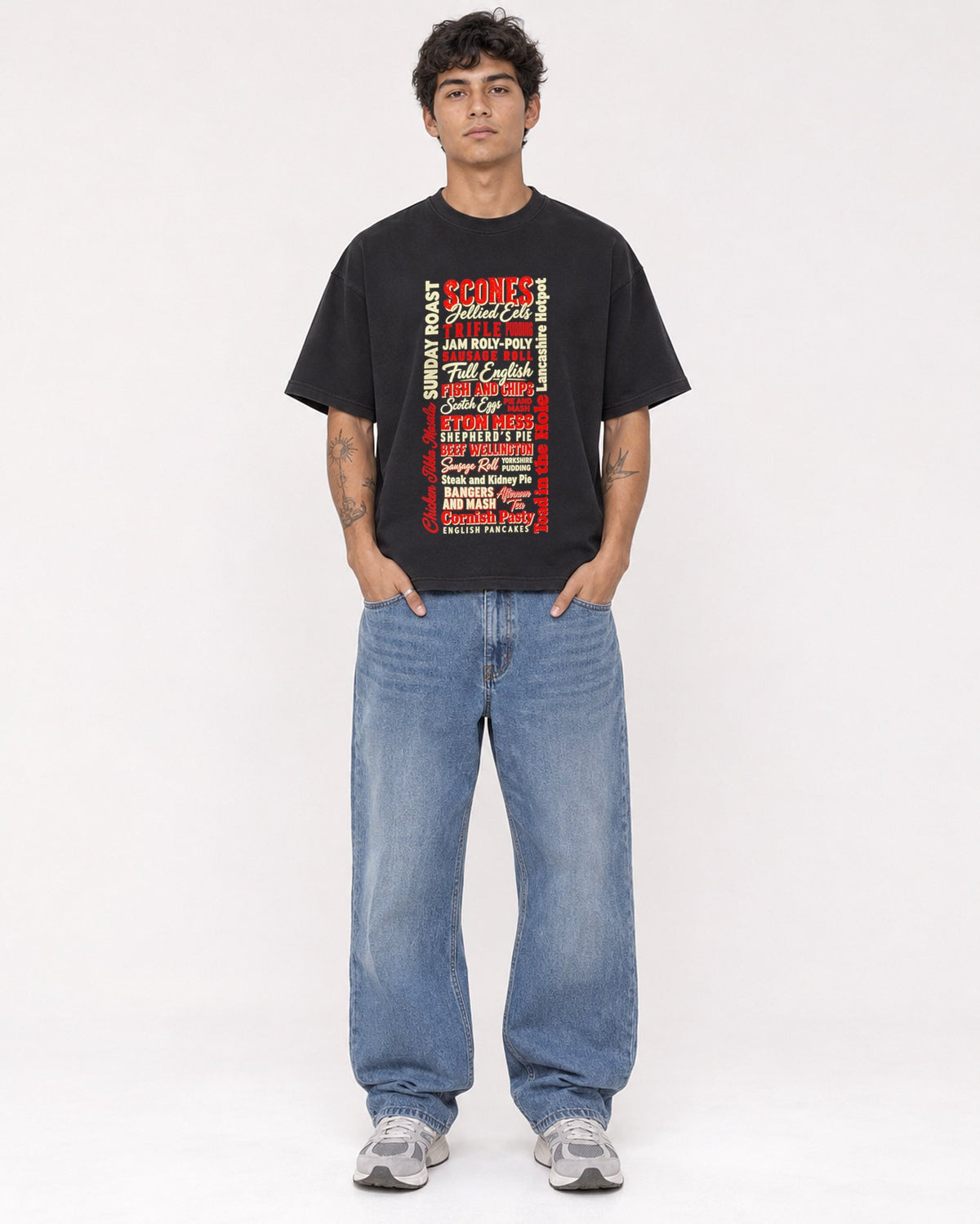 Mockup Boxy Heavyweight Tee Black male full-body 06