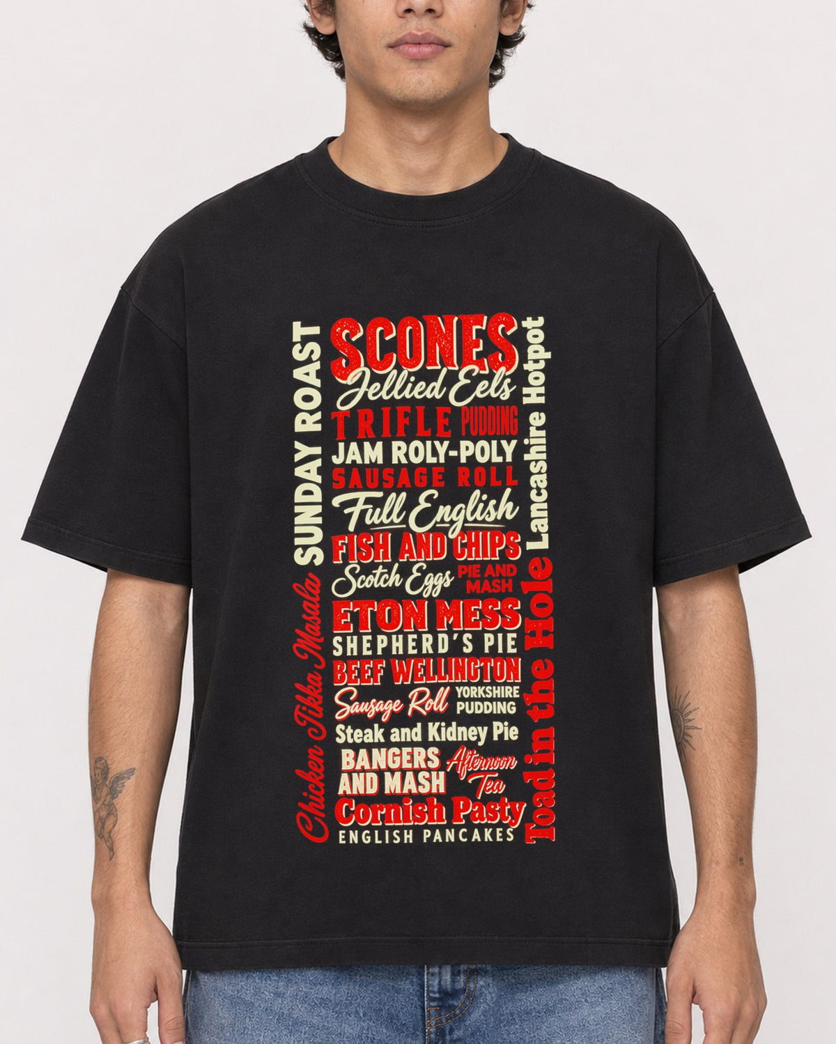 Mockup Boxy Heavyweight Tee Black male close-up 06