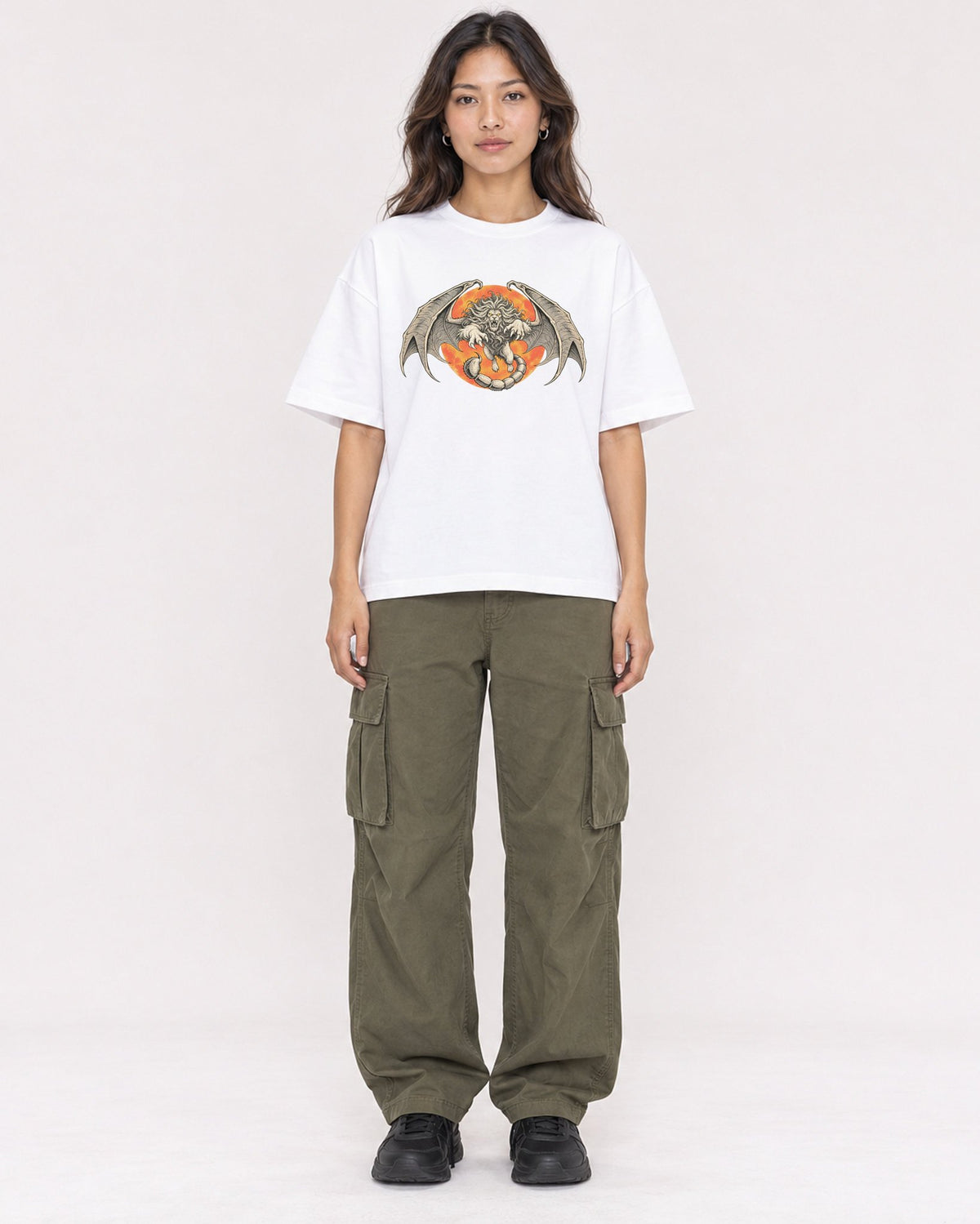 Mockup Boxy Heavyweight Tee White female full-body 02
