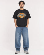 Mockup Boxy Heavyweight Tee Black male full-body 02