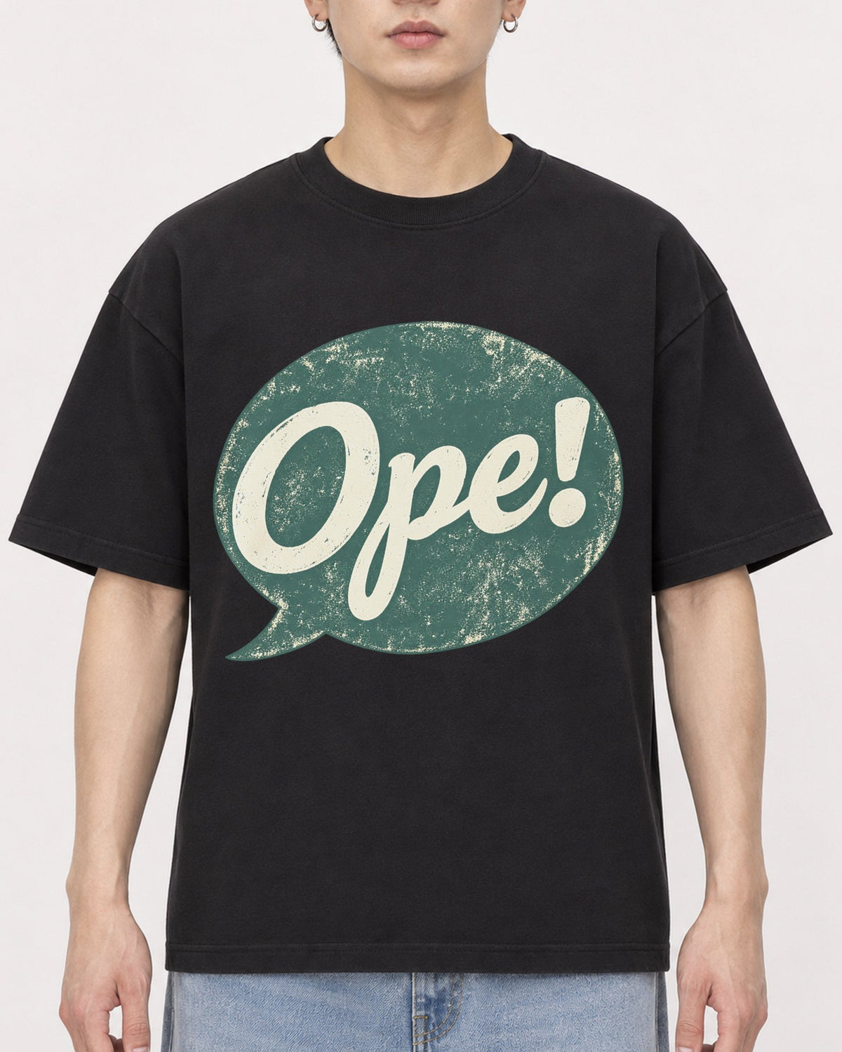 Mockup Boxy Heavyweight Tee Black male close-up 01