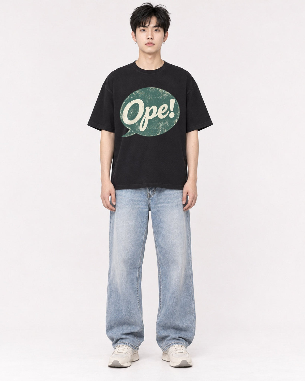 Mockup Boxy Heavyweight Tee Black male full-body 01