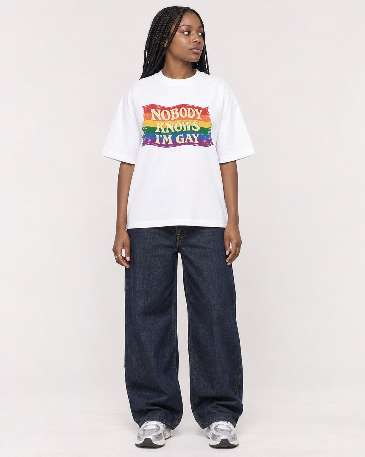 Mockup Boxy Heavyweight Tee White female full-body 04