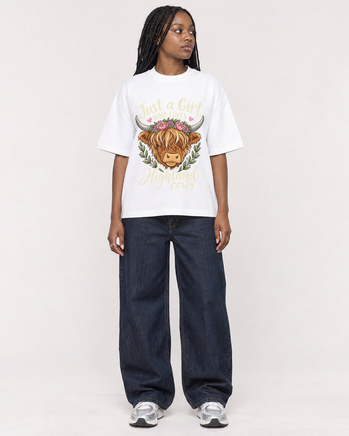 Mockup Boxy Heavyweight Tee White female full-body 04