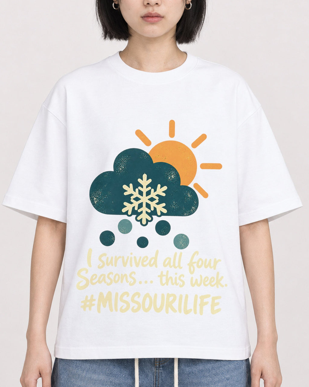 Mockup Boxy Heavyweight Tee White female close-up 11