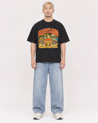 Mockup Boxy Heavyweight Tee Black male full-body 33