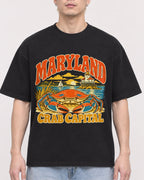 Mockup Boxy Heavyweight Tee Black male close-up 33