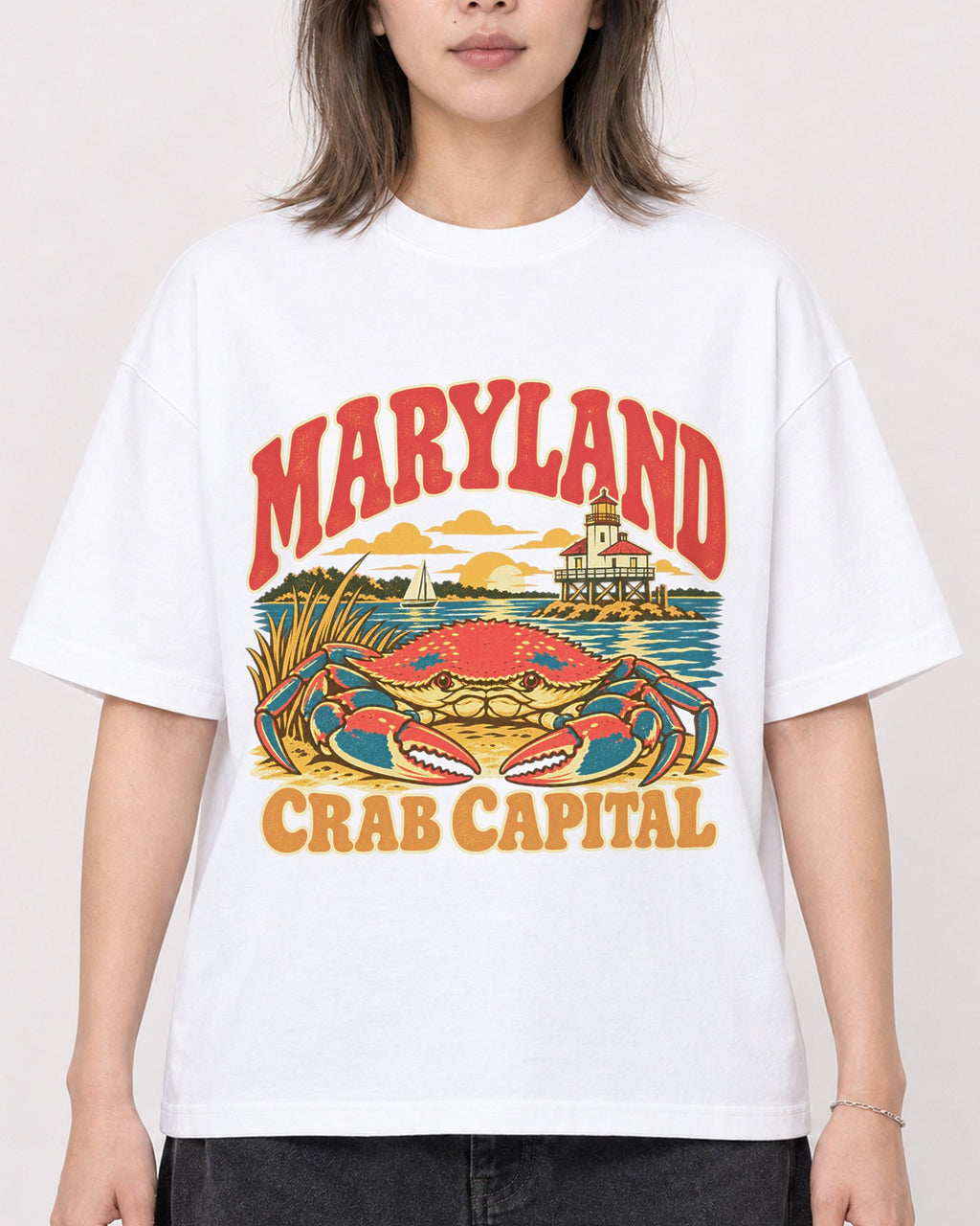 Mockup Boxy Heavyweight Tee White female close-up 33
