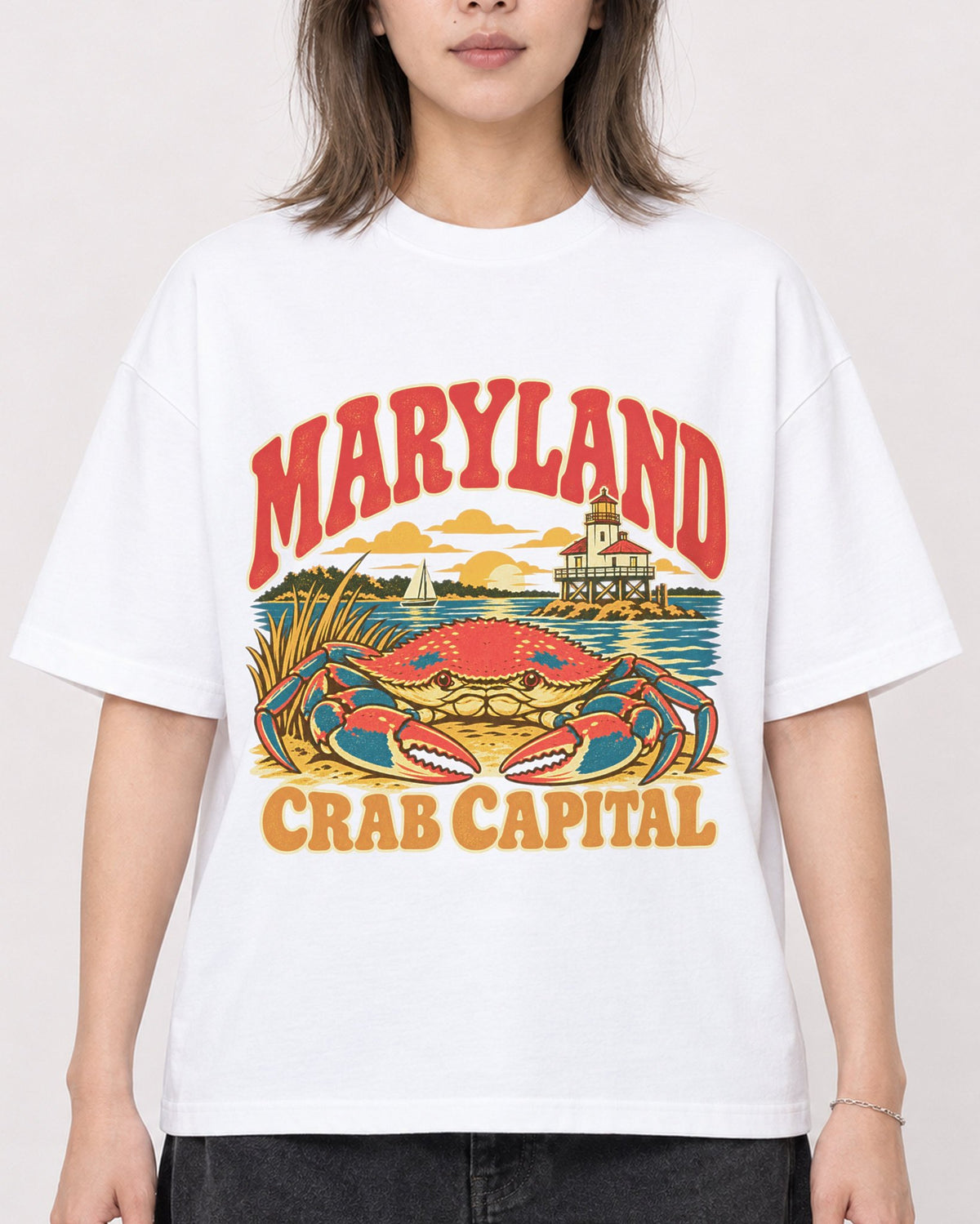 Mockup Boxy Heavyweight Tee White female close-up 33