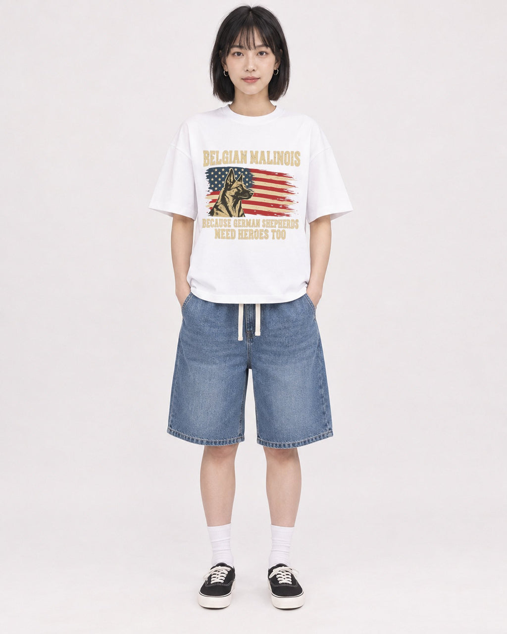 Mockup Boxy Heavyweight Tee White female full-body 11